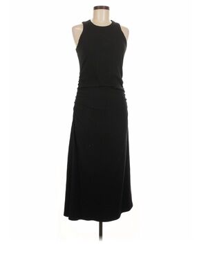 Classic Black Ribbed Ruched Bodycon Dress